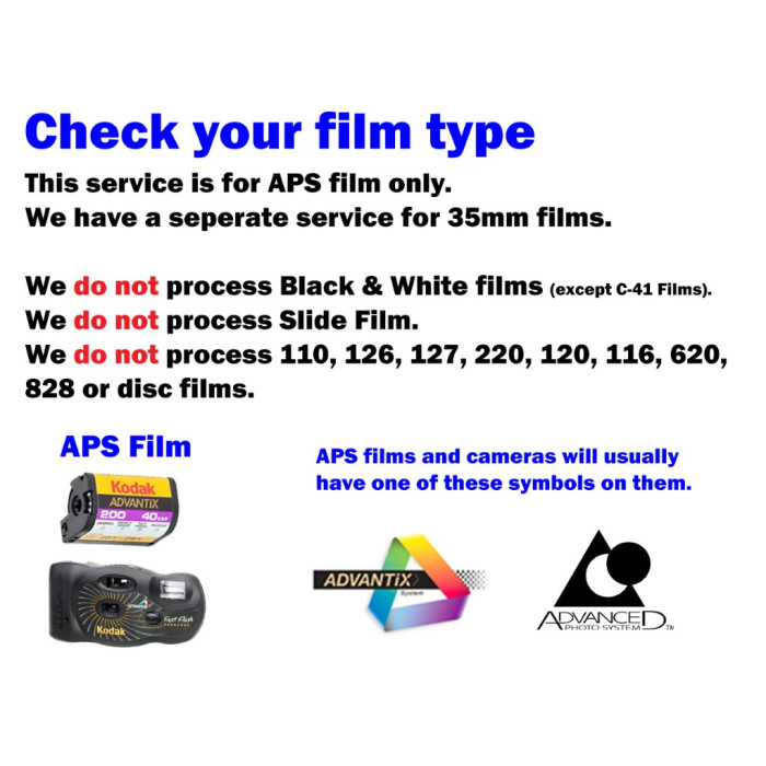 APS Film processing and developing postal order service Saltash